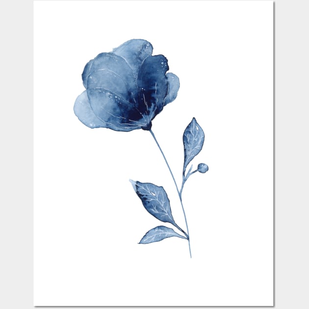 Indigo Flower Wall Art by Ellen Wilberg